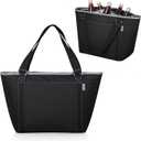 PICNIC TIME Topanga Tote Cooler Bag, Versatile Insulated Cooler Bag with 24-Can Capacity, Soft Insulated Tote with Water-Resistant Interior Liner, Long Straps, and Exterior Pocket, (Black), One Size (EXP 02/16/27)