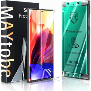 MAYtobe [2-Pack Screen Protector for Samsung Galaxy Note 10 Ceramic film with Installation Tray, Easy Installation, 3D Curved, Bubble Free, Anti-Scratch