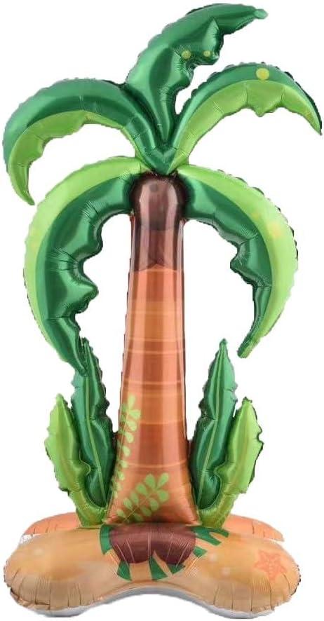 1PC Large Standing Palm Tree Shaped Aluminum Foil Balloon with Base Stand - Tropical Summer Party Decorations for Birthdays, Beach Themes, Luau & Holiday Events