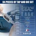 Anfrere 84pc Tap and Die Set in SAE & Metric Sizes, Standard Tap Set and Die Tool Set for Threading and Rethreading Internal and External Threads, M3-M12 Thread Repair Kit