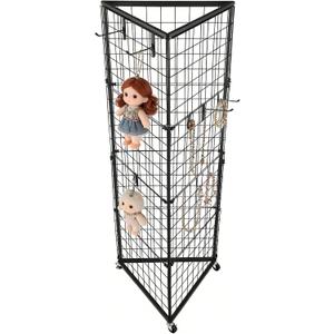 3-Sided Gridwall Stand with Wheels 24"x68" Wire Grid for Vendor Events