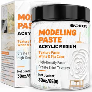 Endhokn Thick Modeling Paste 30oz / 600ml - Professional High Density Art Texture Paste for Acrylic Painting, for Texture and Thickness, Color Adjustment Acrylic Gel Medium White 850g