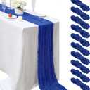 10 Pcs Royal Blue Cheesecloth Table Runner 10FT Boho Gauze Table Runner Romantic Cheese Cloth Table Runners Rustic Sheer Runner for Wedding Engagement Bridal Baby Shower Birthday Party Table Dcor, 10 Pack-23"x120"