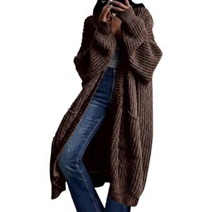 Women's Oversized Cardigans Sweater Long Coat Knit Fall Winter Cozy Outfits with Pockets (Medium, Coffee)