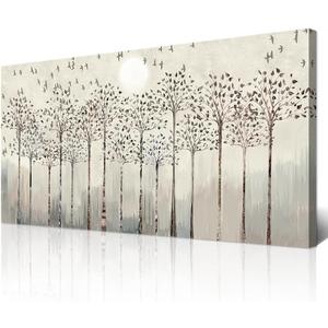 Wapluam Framed Canvas Wall Art For Living Room Large Wall Decorations For Bedroom Office Wall Decor Scenery Abstract Wall Paintings Pictures Artwork Canvas Prints Boho Room Home Decor 20X40 in (40L" x 20W", Trees And Birds)