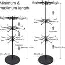 Polmart Heavy Duty Dual Heights (Stand & Tiers) Adjustable Countertop Spinner Display Stand (Black, 3-Tier)