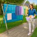 Clothes Drying Rack Folding Indoor Outdoor, Foldable Portable Laundry Drying Rack, Heavy Duty Laundry Hanger Dryer Rack with 20 Hooks