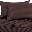Luxurious Pillow Cases Envelope Closure 800 Thread Count - 100% Egyptian Cotton 2 Piece Pillow Case Chocolate Stripe Color Standard Size (20 x 26)