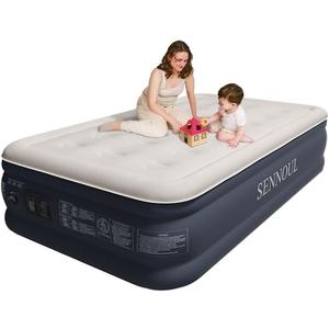 SENNOUL Twin Air Mattress with Built-in Pump, Fast & Easy Inflation/ Deflation Inflatable Mattress, Foldable Blow Up Mattress with Storage Bag, Inflatable Bed for Home, Camping & Guests, 16"/ 550lbs Max