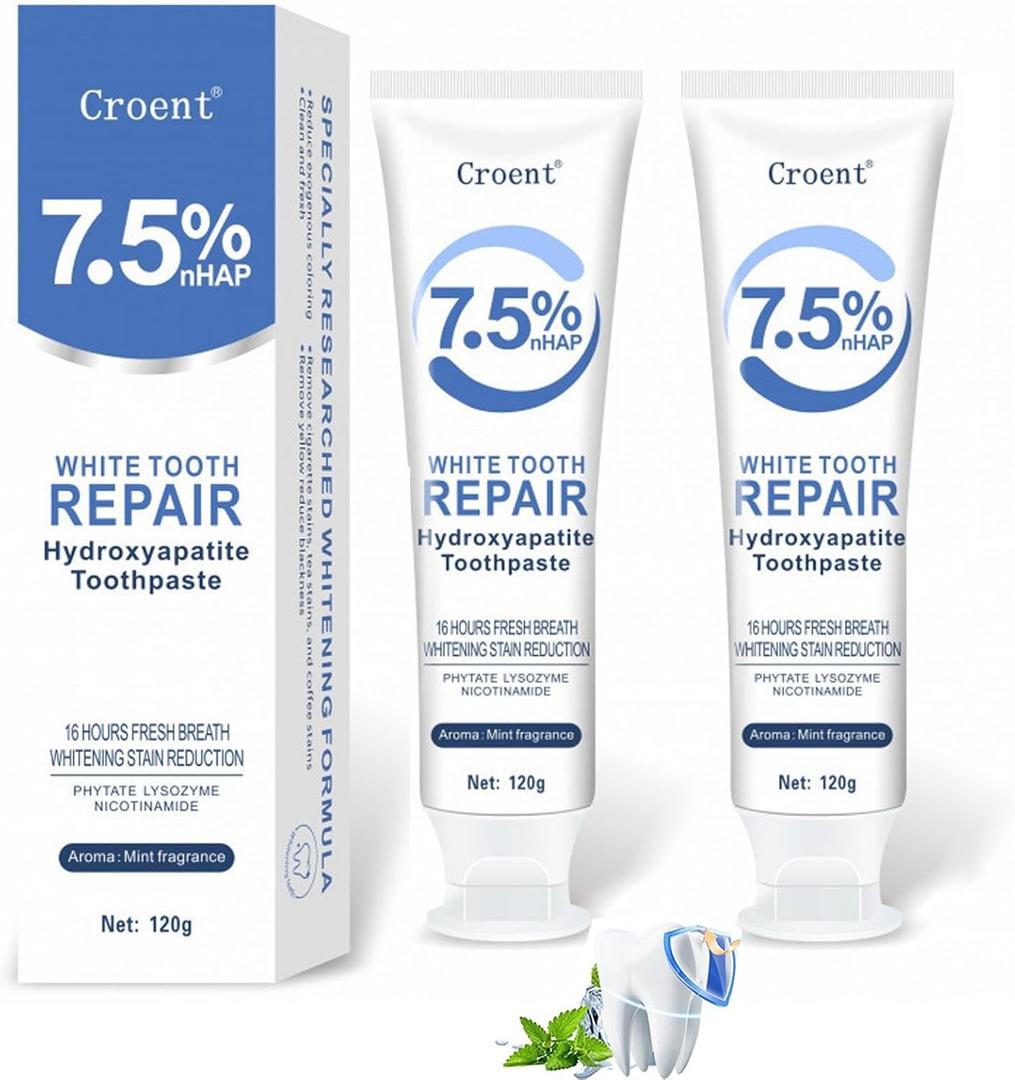 Hydroxyapatite Toothpaste 7.5%ceelike hydroxyapatite Toothpaste for Enamel Protection and Tooth StrengtheningMint Fragrance 16 Hours Fresh BreathHydroxyapatite Toothpastes Use for Oral Care 2 Pack