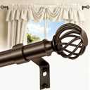 Curtain Rods for Windows 48-90 Inch(4-7.5Ft), Bronze Decorative Curtain Rod Adjustable, Heavy Duty 1 Inch Drapery Rod for Living Room Bedroom Kitchen