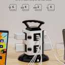 Power Strip Tower with 6 Outlets, 4 USB-A & 2 USB-C Ports, 1875W/15A Heavy Duty Charging Station for Multiple Devices, Plug Tower with 6ft Extension Cord, for Home, Office, Dorm