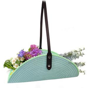 Lightweight Garden Basket - 14 Inch Rustic Harvest Trug with Leather Handle for Flower Gathering, Vegetable Harvesting, Farmhouse Decor or Wedding Centerpiece