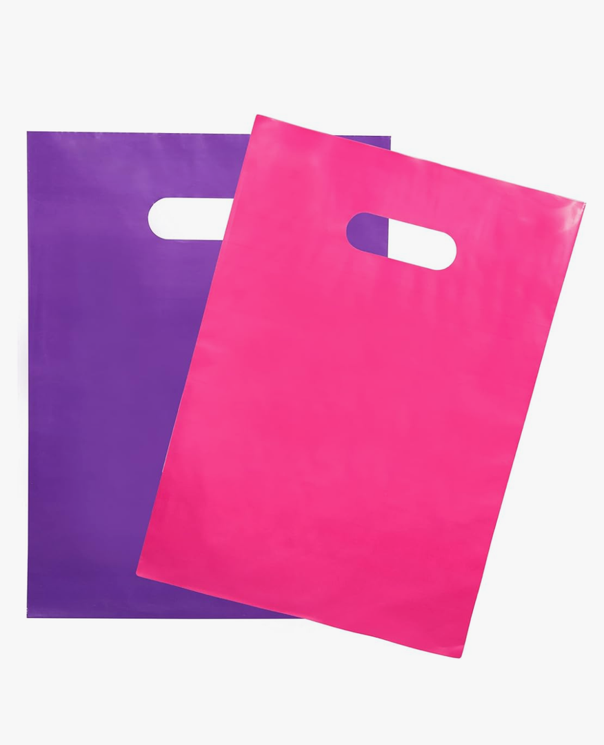 Merchandise Bags 200 Pink & Purple Color 9"x12" Bags 1.5Mil Thick Glossy With Handles