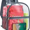 Paxiland Clear Backpack Stadium Approved 12×12×6 with Reinforced and Wider Shoulder Straps, Small Clear Bag for Schools, Concerts, Work, Festivals and Sporting Events - Grey