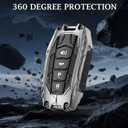 Heavy Key Fob Cover for Toyota RAV4 Tundra Camry Land Cruiser Corolla Cross Grand Highlander Venza Fortuner Prius 4 Button Zinc Alloy Car Key Case Protector with Keychain (Silver)