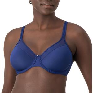 Bali Women's Seamless Underwire Bra, One Smooth U Smoothing Underwire Bras for Women, Convertible Straps, Ultra Light (Blue, M) 36D