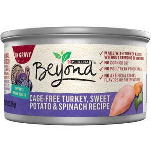 Purina Beyond Cage-Free Turkey, Sweet Potato and Spinach Recipe In Wet Cat Food Gravy - (Pack of 12) 3 oz. Cans