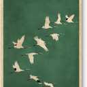 Vintage Wall Art Decor Animals Painting Prints Aesthetic Bedroom Wall Art Retro Bird Picture Green White Nature Flying Cranes Japandi Posters 12x16inch Unframed for Living Room Bedroom Office