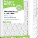 Future Way 14x20x1 Air Filters, Pack of 8 with Reusable Frame, MERV 8, MPR 700 AC Furnace Filters, Space Saving & Cost-effective