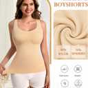 Shapewear Camisoles With Built in Bra Tummy Compression V Neck Tanks Top for Women Slimming Lace Cami Body Shaper (Beige, M)