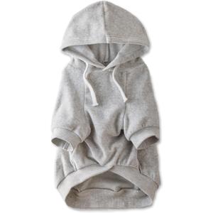 Organic Cotton Velour Dog Hoodie Pet Coat for Small, Medium and Large Dogs, Light Gray Heather, Small