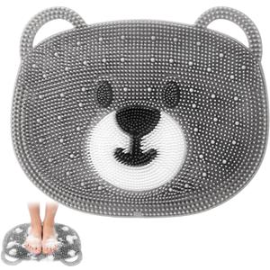 Foot Scrubber - Silicone Bath Mat for Exfoliating & Massaging Feet in Shower - Non-Slip Suction Cups, Dead Skin Remover, Callus Cleaner for Men & Women 12.6 x 10.2 inch Grey