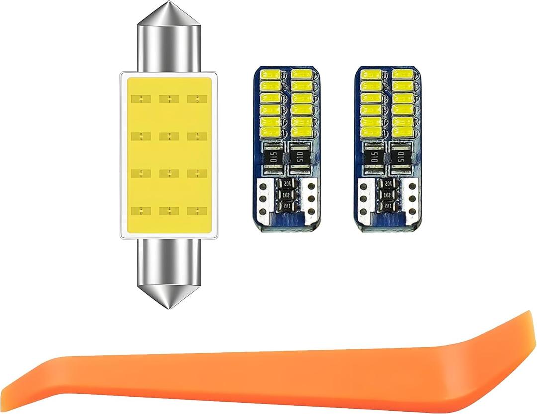 Oudesi LED Interior Car Light Kit - 2 Pieces Super Bright T10 24-smd LED Interior Bulbs, 39mm COB Bulb with Removal Tool, for Car Trunk Dome Map Door Dash License Plate Lights, White