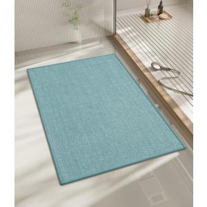 chakme Bathroom Rugs Mat 24x17, Ultra Thin Non Slip Bath Mat Small Quick Dry Absorbent Bath Mat for Bathroom Floor, (Light Blue, 24"x17")