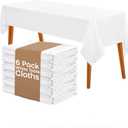 LANE LINEN 6 Pack White Table Cloth 60 x 84 Inch  Stain & Wrinkle-Resistant Rectangular Tablecloth for Dining Table, Banquets & Weddings, Durable Washable Polyester Table Cover