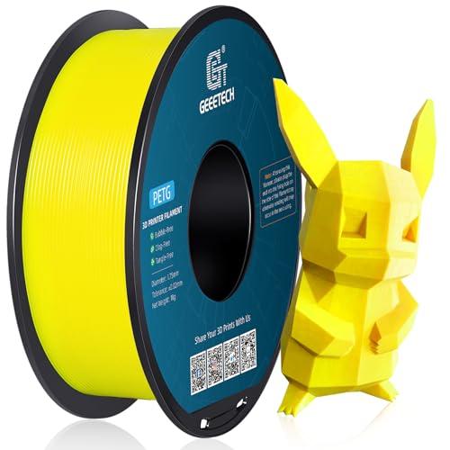 Geeetech PETG Filament 1.75mm Yellow, 1 KG (2.2lbs) Spool 3D Printer Filament, High-Toughness, ±0.02mm Accuracy, Neatly Wound & Moistureproof, Non-Clogging Non-Stringing, Fits Most FDM Printers