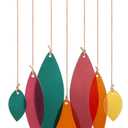 Sea Glass Wind Chimes for Outside, Sea Stained Glass and Wood Handcrafted Wind Chimes for Beach Party & Wedding Decor Window Garden Yard Patio Decor Ideal Gifts for Mom Women