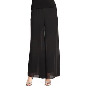 Alex Evenings Women's Straight Leg Jersey Pant with Flowy Georgette Panels, Medium, Black