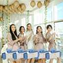 16pcs Bridesmaid Proposal Gifts 4.1inch square Matte Bachelorette Claw Clips Sunglasses set of 12 Girls Trendy Cute Hair Clips for Wedding Party Favors(16pcs White&Dusty Blue)