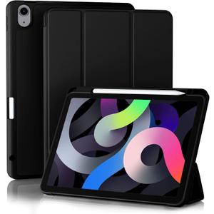Akkerds Compatible with iPad Air 11 Inch Case 7th/6th Generation (M3/M2) 2025/2024, for iPad Air 5th/4th Generation Case 10.9 Inch 2022/2020 with Pencil Holder[Auto Sleep/Wake], Black (Black)