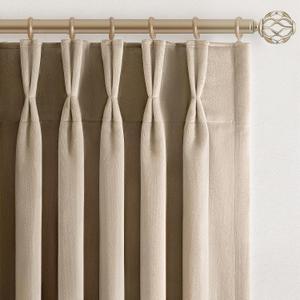108 Inch Long Beige Velvet Curtains for Living Room Bedroom Large Window Room Darkening Blackout Soundproof Cold Blocking Pinch Pleated Drapes for Home Decor,40x108 Inch,9 FT,Set of 2,Camel