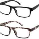 High Magnification Reading Glasses for Men Women with Strong Power TR Readers Black + Tortoiseshell, 8.00