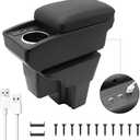 YJYWZH Car Armrest Storage Box Car Center Console Organizer for Kia Rio 2018-2023,Double Layer Car Armrest Box with 6 USB Ports and Cup Holder,Car Armrest Organizer for Auto(Black Thread)