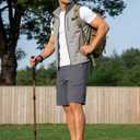 2 x TRFIC Mens Cargo Shorts 10" Inseam Casual Stretch Shorts with 6 Pockets Button Closure for Summer Work Outdoor Dark Gray