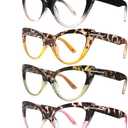 6 Pack Fashion Cat Eye Reading Glasses for Women Blue Light Blocking Oversized Spring Hinges Computer Readers (6 Mix Color-4, 1.25, Diopters)