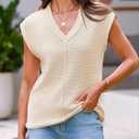Saodimallsu Women's V Neck Cap Sleeve Lightweight Knit Sweater Top M