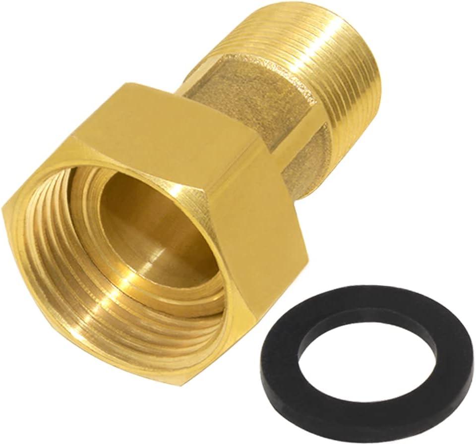 Joywayus Brass Water Meter Pipe Fitting Hex Nipple 3/4 NPS Male x 1 NPS Female Threaded 61mm Length Connector Water Meter With Seal Washer