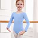Zaclotre Team Basic Leotards for Girls Long Sleeve Crisscross Ballet Dance Gymnastic Outfits for Kids