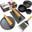 Gamalou Smashed Burger Press BBQ Kit: 7" Round & 8.2x4.3 Rectangle Cast Iron Bacon Press, 3 in 1 Patty Maker, Spatula 6x5, Burger Press Griddle Set for Blackstone, Traeger, Grills, Fry Pan