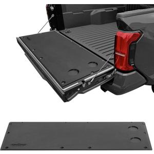 Hooke Road 24-26 Tacoma Flat Tailgate Cover Panel Plate with 2 Cup Holders for 2024 2025 2026 Toyota Tacoma 4th Gen, Work as Camping Table Desk - Black Plastic Board