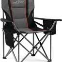 FAIR WIND Oversized Fully Padded Camping Chair with Lumbar Support, Heavy Duty Quad Fold Chair with Cooler Bag, Support 450 LBS, Black (Single Pack)