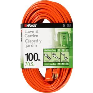 Woods Outdoor Extension Cord, 100 Ft 16 Gauge 3 Prong, Lawn & Garden, Orange, 0269 Woods Outdoor Extension Cord, 100 Ft 16 Gauge 3 Prong, Lawn & Garden, Orange, 0269