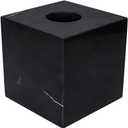 StonePlus Natural Smooth Marble Tissue Holder, Roll Paper Holder with Removable Acrylic Bottom for Tables, Night Stands, Countertops (Black, 5.7Lx5.7Wx5.7H)