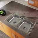 Dayton D233214 Equal Double Bowl Top Mount Stainless Steel Sink, 33 X 21 X 6.5