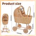 Large Wicker Flower Girl Basket with Handle Vintage Wicker Baby Carriage for Baby Shower Decorative Woven Rattan Stroller Shaped Flower Basket for Wedding Floral Arrangement
